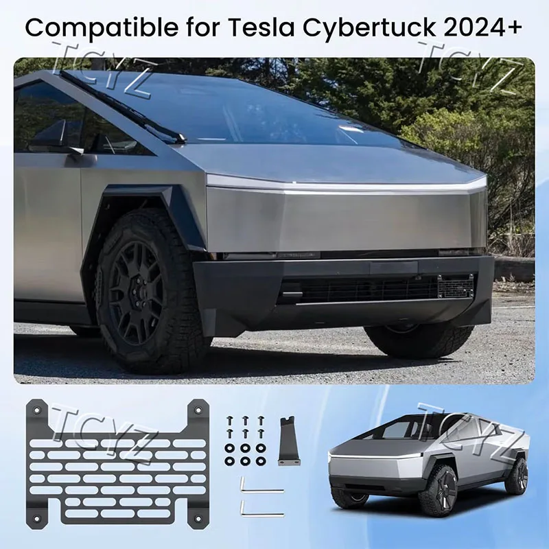 

License Plate Holder For Tesla Cybertruck 2024 2025 Aluminum Alloy Black Front License Plate Frame Mount Exterior Accessories