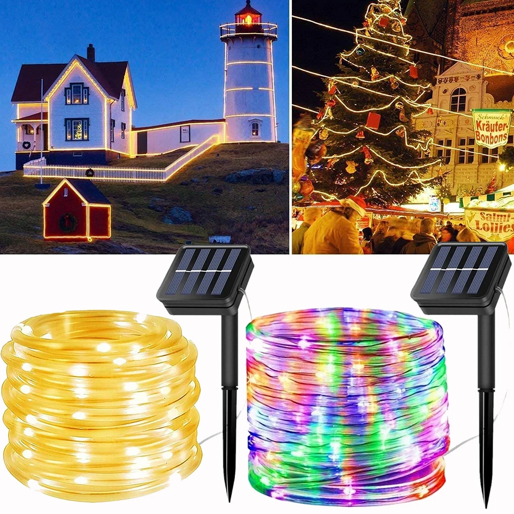 

Outdoor LED Solar Tube Rope Fairy Light Christmas Decoration String Light Waterproof For Garden Fence Yard Balcony Party Decor