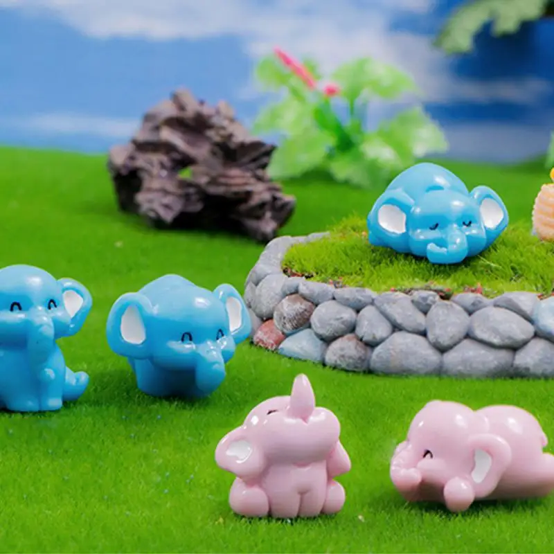 Micro Landscape Ornaments Cartoon Cute Elephant Baby Elephant Resin Crafts Gardening Desktop Car Decoration Small Ornaments