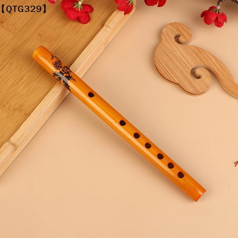 1Pc Chinese Traditional 6 Holes Bamboo Flute Vertical  Clarinet Student Musical Instrument Wooden Color Flute For Beginner[T]