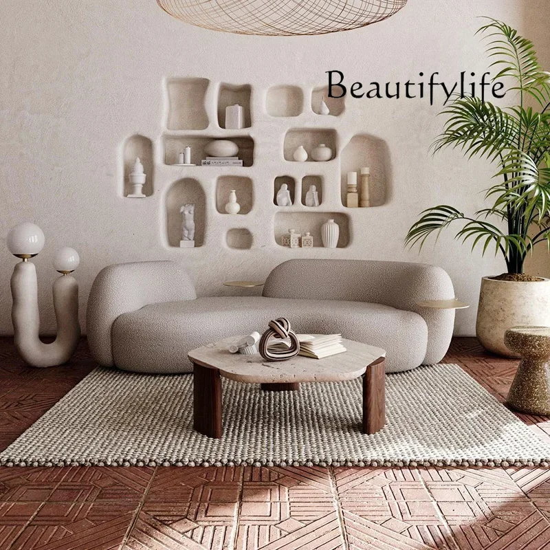 

Nordic Retro Chic Style Solid Wood Creative Marble Tea Table