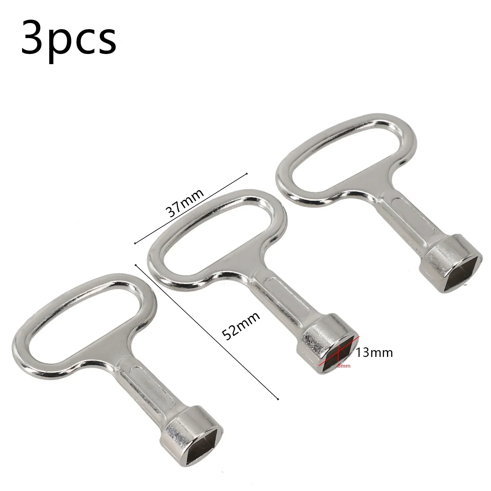 3PCS 8mm Square Key Stainless Steel Water Valve Tap Vent Key Heating Key Heating Vent Key Electric Cabinet Door Hardware