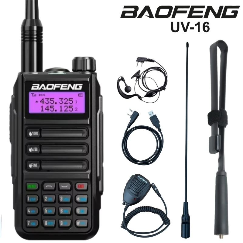 

Рация BAOFENG UV-16 PLUS высокой мощности с большим радиусом действия, Type-C, двухдиапазонная (VHF/UHF), для любительской радиосвязи, UV16 Pro Max V2