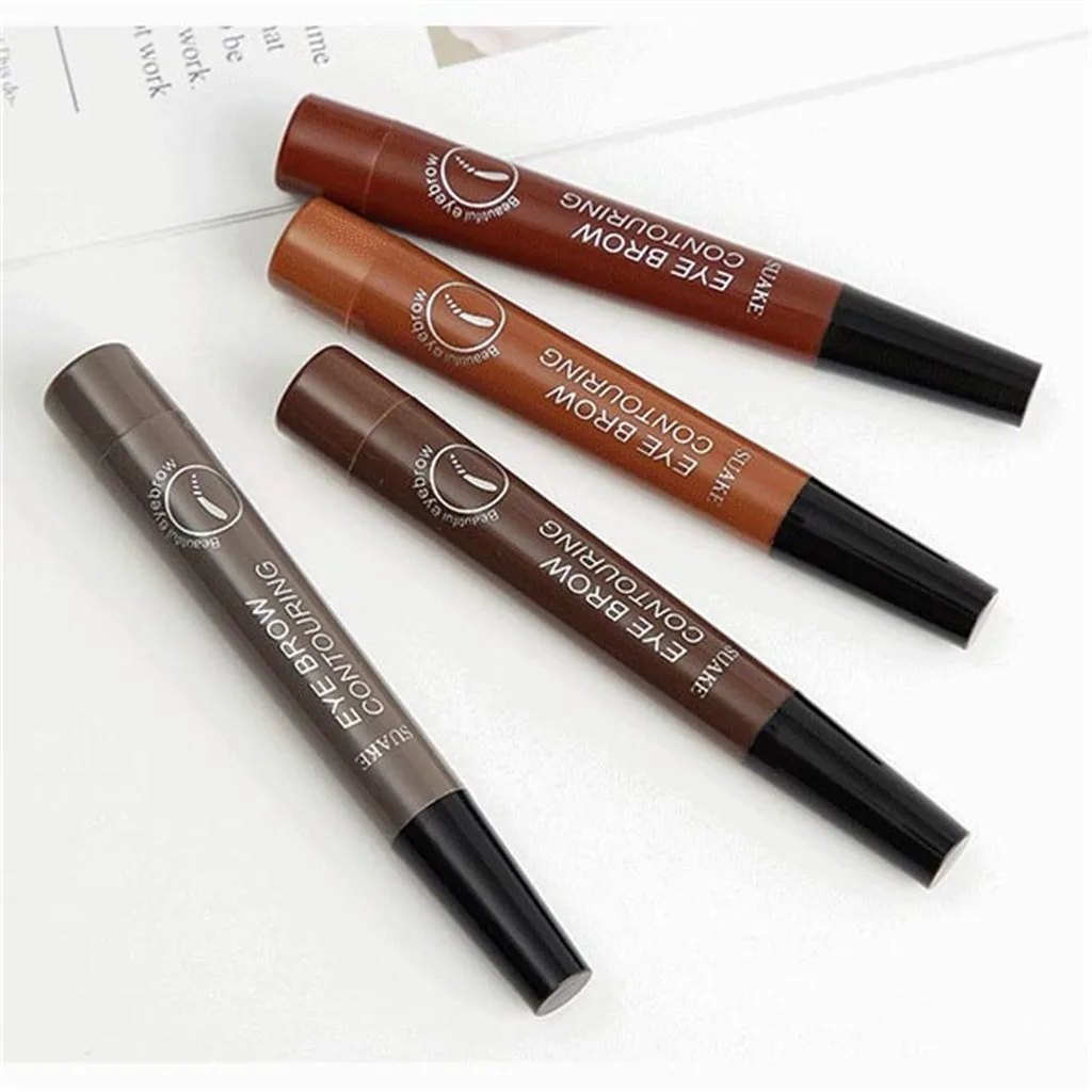 2025 new 4 Point Eyebrow Pencil Makeup Liquid Eyebrow Pen Waterproof Fork Tip Eyebrow Makeup Long Lasting Like Real 5ml 4pcs