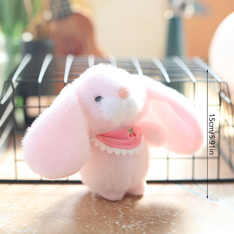 Cute Scarf Bunny Long Ears Rabbit Plush Doll Soft Ragdoll Keychain Bag Pendant Backpack Hanging Ornament Stuffed Toys Kids Gifts