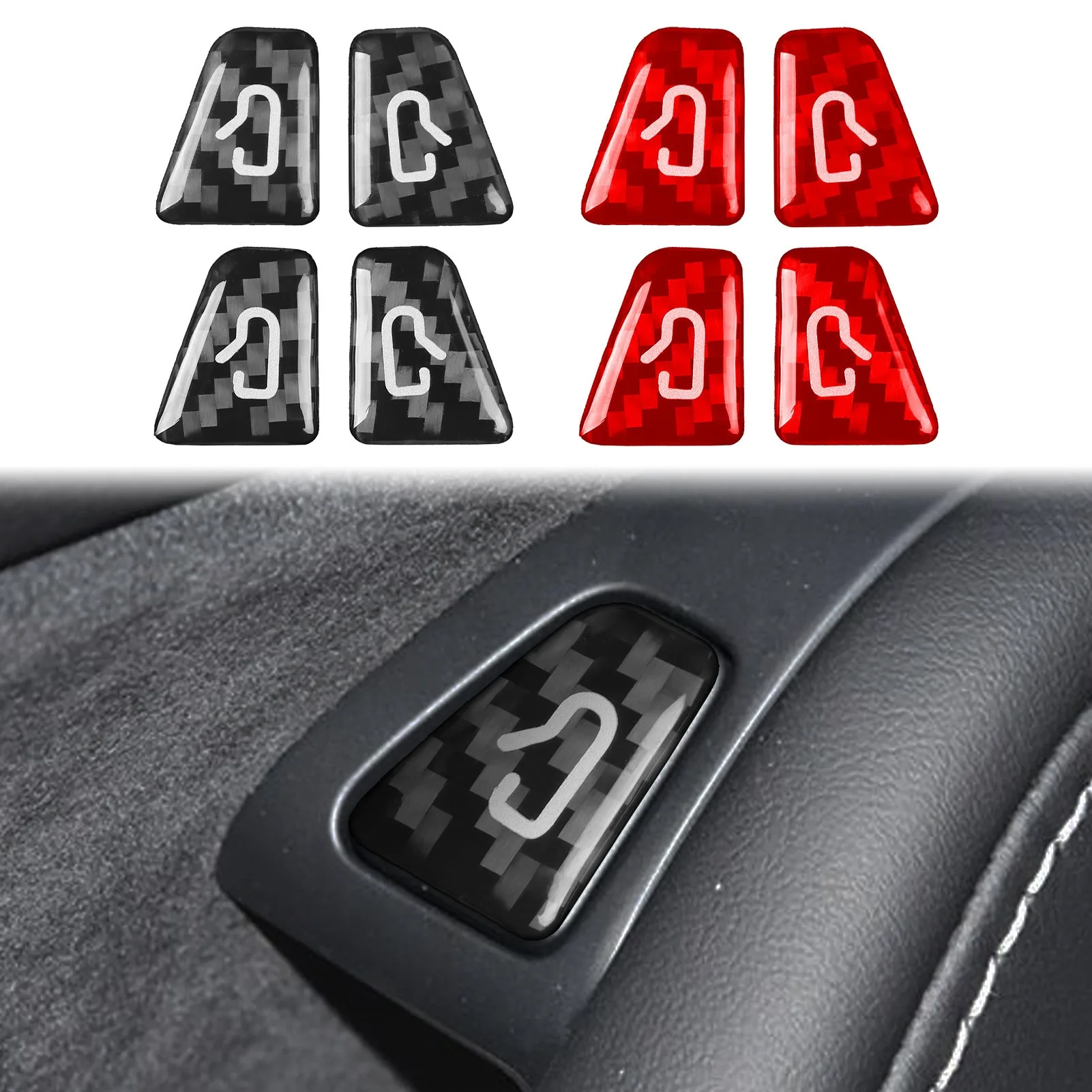 

Carbon Fiber Car Door Switch Button Trim Stickers Decals For Tesla Model 3 19-23/Model Y 19-24 Interior Accessories