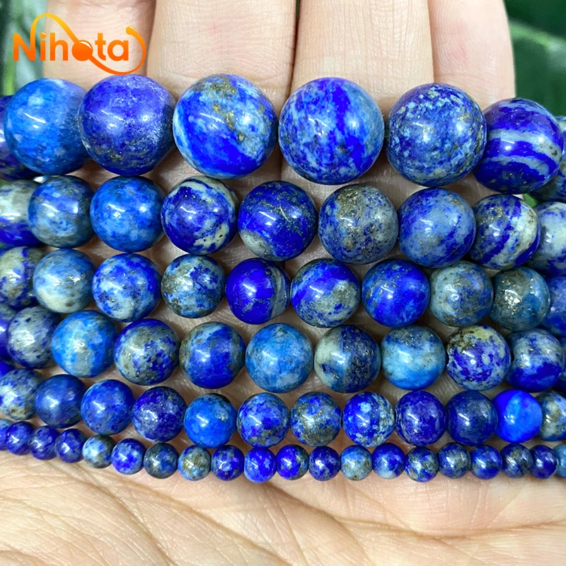 Natural Lapis Lazuli Beads Non Staining Round Loose Beads for Jewelry Making 4/6/8/10/12mm DIY Bracelet Necklace 15\'\' Strand