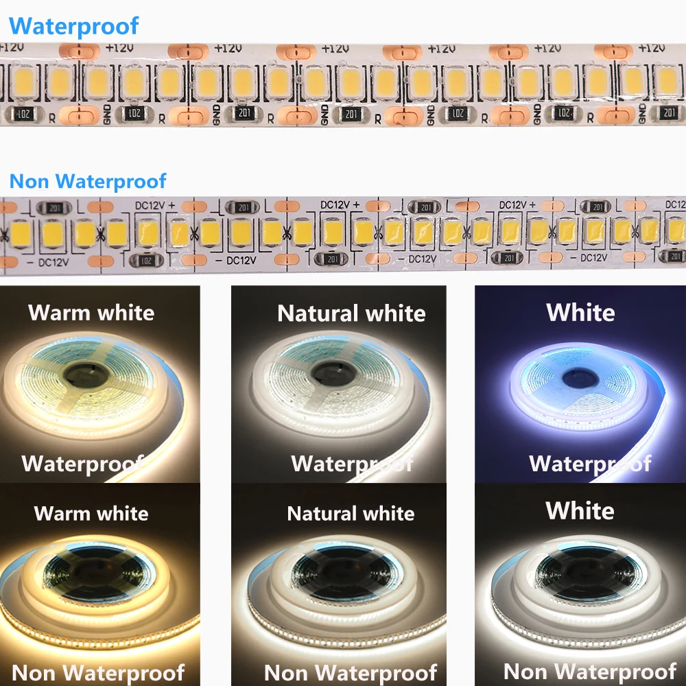 5 متر LED قطاع ضوء 12 فولت مصلحة الارصاد الجوية 2835 IP65 مقاوم للماء 240 المصابيح/م الدافئة الطبيعية الأبيض شريط مرن حبل الشريط خزائن ديكور المنزل