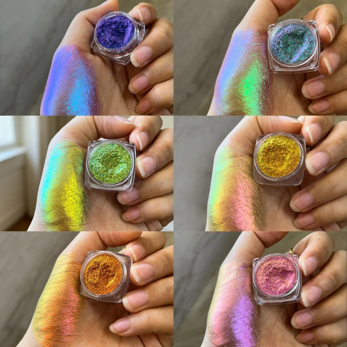 1 Dose (Netto 0,3 g) Neon-Chamäleon-Nagelkunstpulver, schimmerndes irisierendes Pigmentpulver für Augen-, Gesichts-, Lippen- und Körper-Make-up, Maniküre-Dekorationen F
