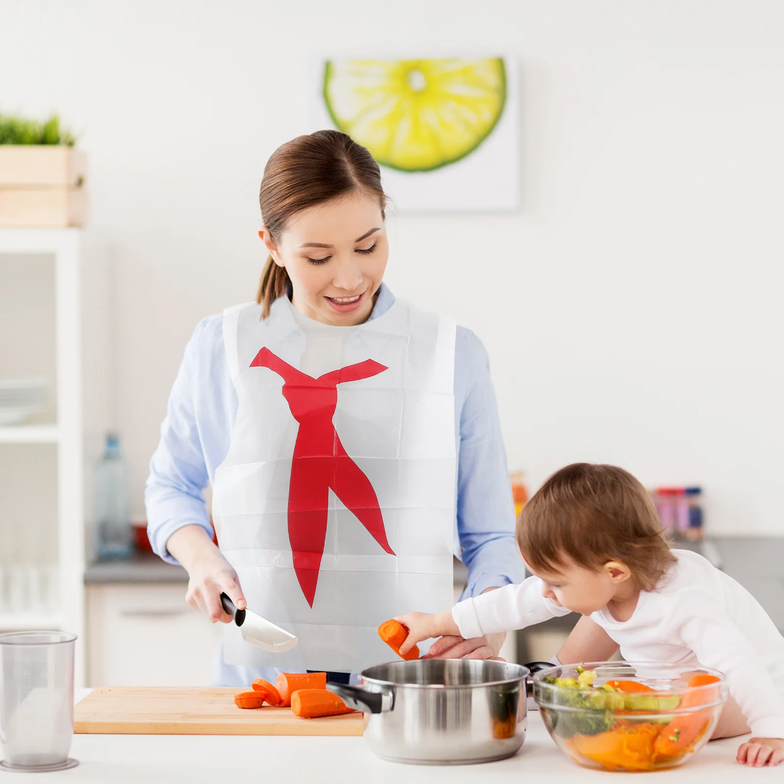 

100 Pcs Lobster Bibs Proof Aprons Disposable Sleeveless Adult Plastic Bibs for Kitchen BBQ Seafood Eating Lobster Bulk