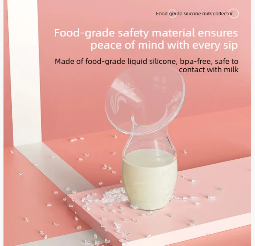 Portable Silicone Hand Breast Pump Breast Milk Reservoir Maternity Feeding Supplies with Dust Cap