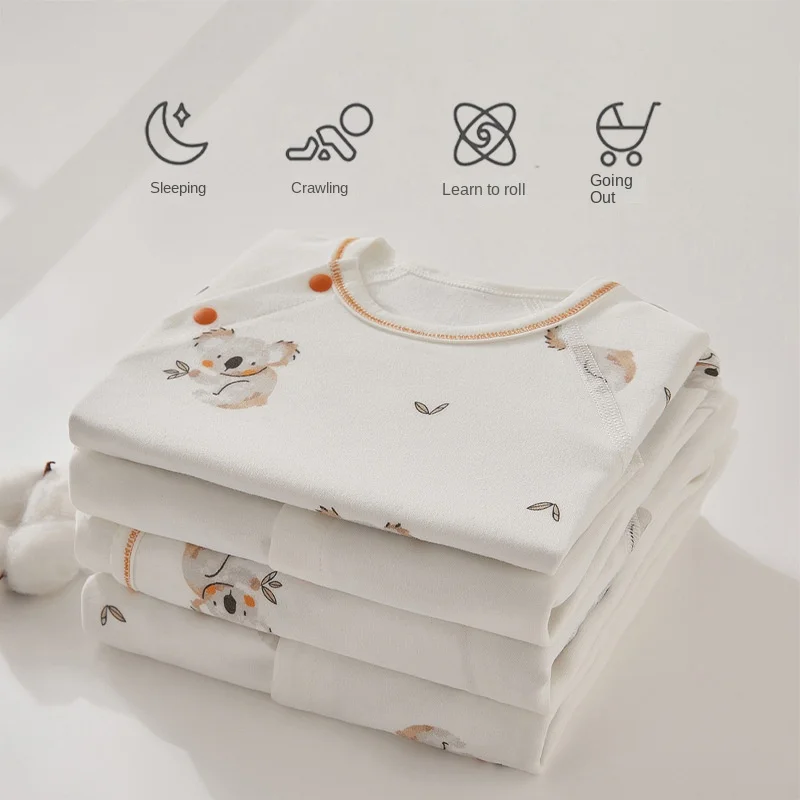 Baby Boys and Girls Comfortable Cotton Cartoon Butterfly Bodysuit Boneless Monk Clothing Spring and Autumn