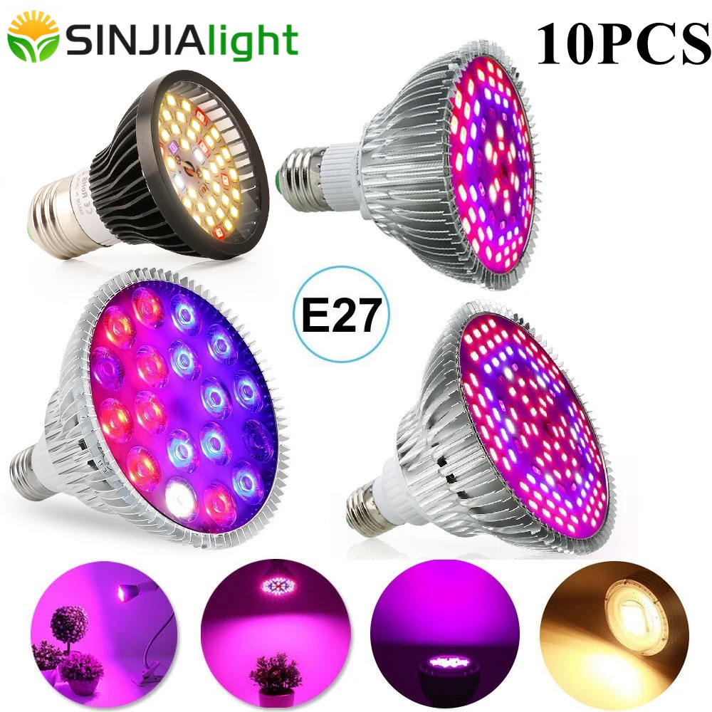 10pcs/lot Wholesale 40W 50W 80W 300W LED Grow Lights Full Spectrum Growing Bulb Phytolamp for Plants flowers seedlings grow box