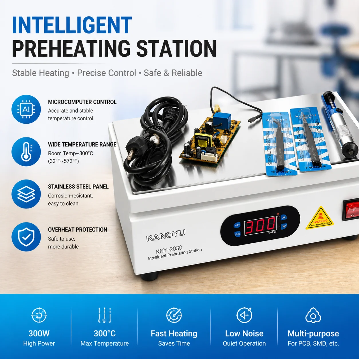 KANOYU-2030 Constant Temperature Preheating Platform Digital Hot Plate PCB BGA Rework Station Phone Motherboard Repair