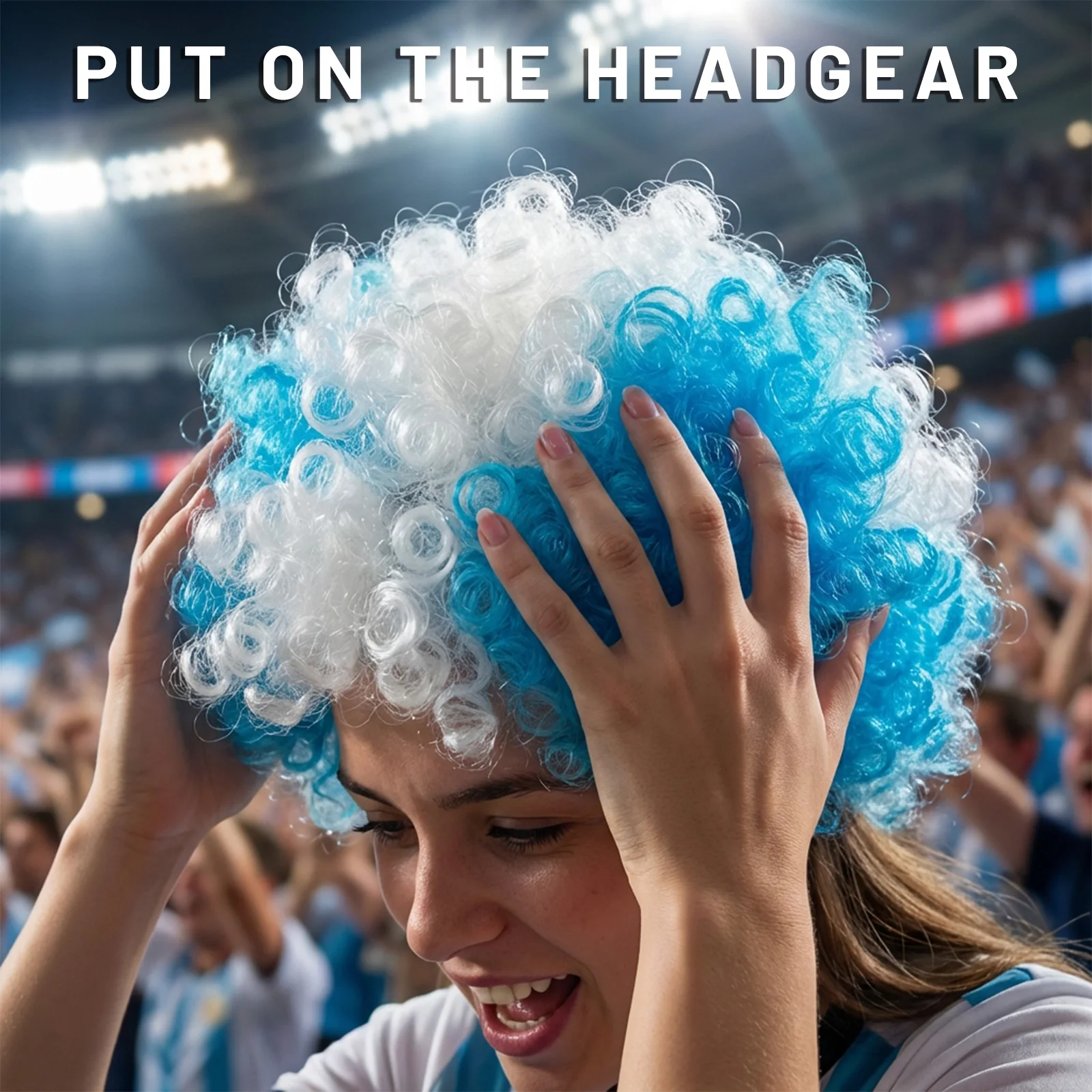 Creative Wig Football Fan Flag Color Hair Wig Fan Hair Colored Headpiece Performance Party Decoration Photo Props view 4