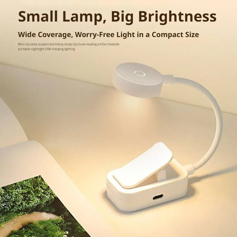 Foldable Table Lamp Mini Clip Book Lamp USB Rechargeable Night Light Clip-On Desk Lamp Eye Care Flexible Study Stand Read Lamp