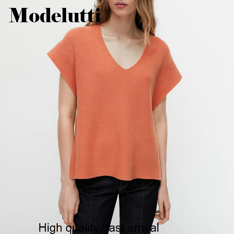 Frühling 2023 Neue Sommer Mode-Design Kurzarm Gestrickte Pullover Weste Frau Lose Solide Einfache Casual Tops Weibliche