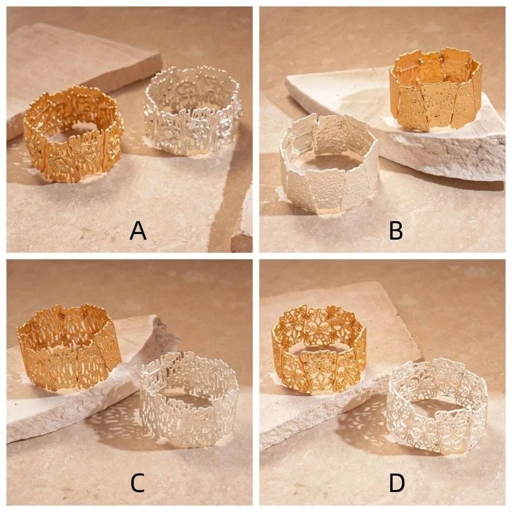 Brazalete ancho de Metal de aleación hueca, estilo europeo americano, diseño minoritario, pulsera exagerada, accesorios de joyería de flores