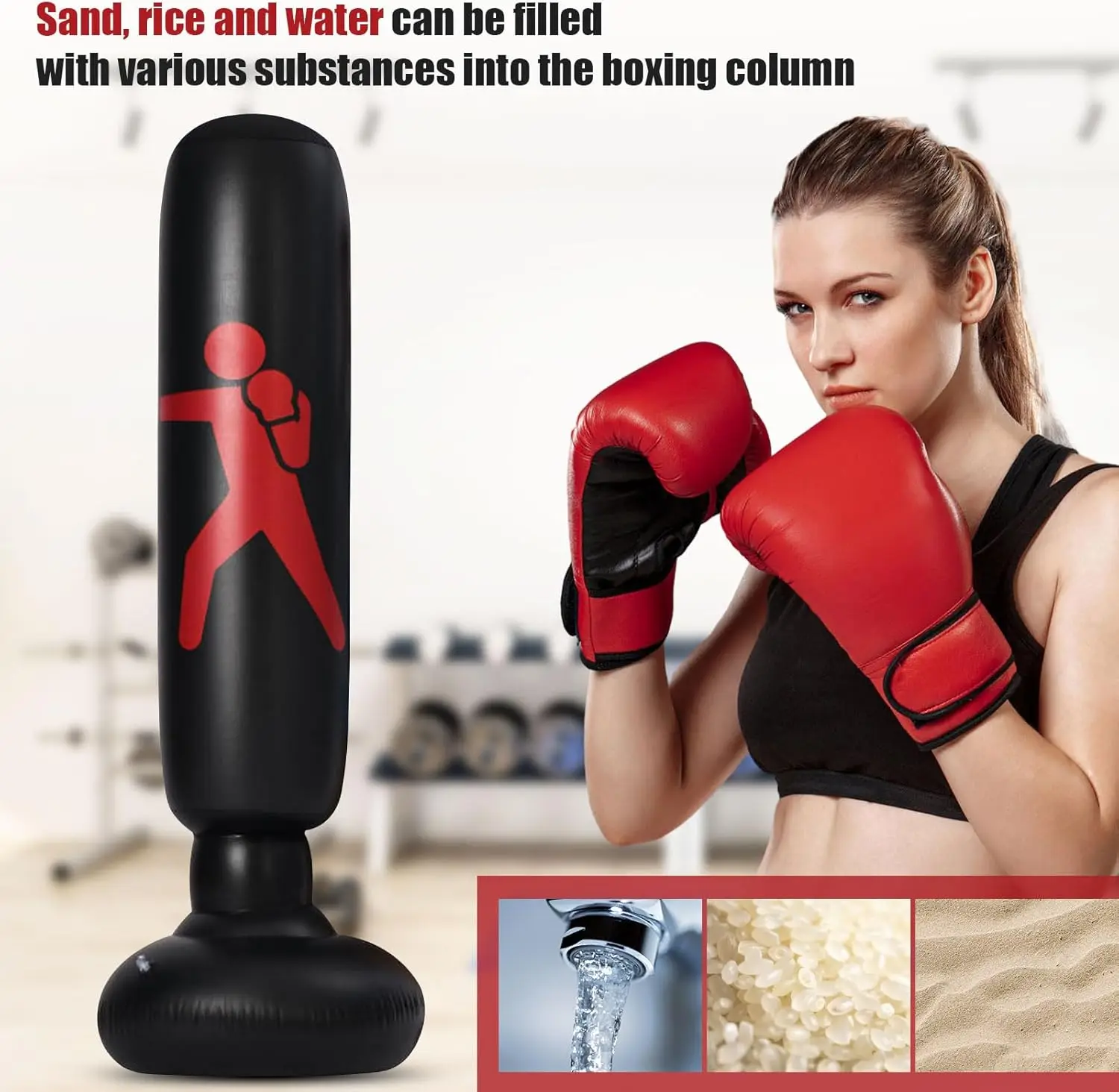 COMOCO Larger Stable Punching Bag for Kids, Tall 61 Inch Inflatable Boxing Bag, Gifts for Practicing Karate, Taekwondo, MMA