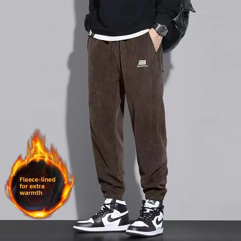 Women's Loose Casual Corduroy Pants Autumn Winter Large Size Sports Leisure Trousers All Matchings Comfortable Straight Leg