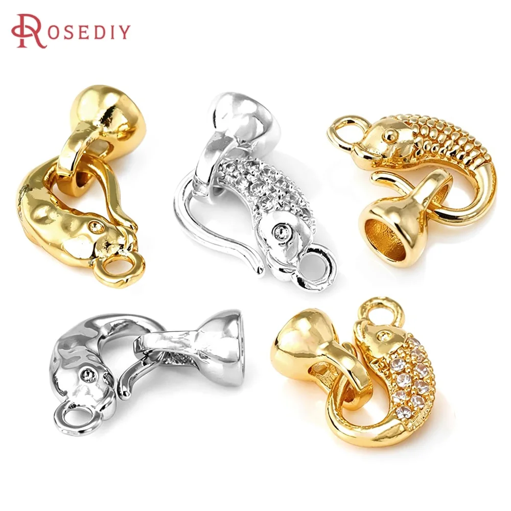 18K Gold Color Brass Fish Bracelets Clasps Connector High Quality Diy Necklace Jewelry Accessories Jewellery Making Materials