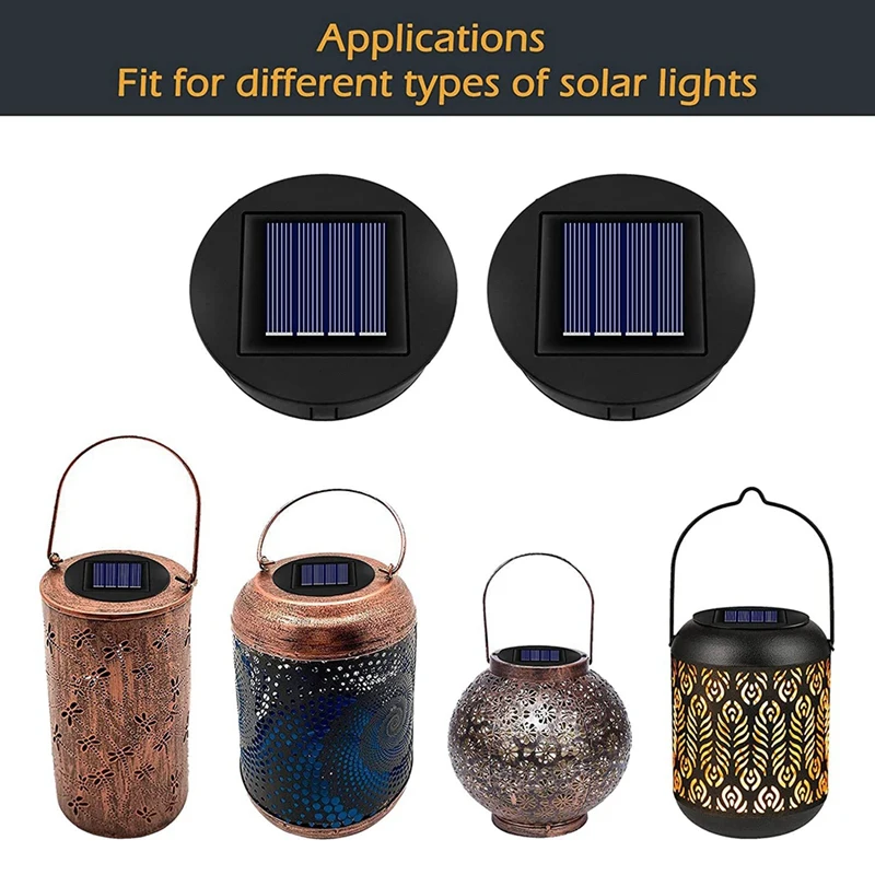 4PCS LED Solar Lights Replacement Top Solar Lantern Solar Panel Powered Lantern Lid Lights For Outdoor Pathway Yard Easy Install