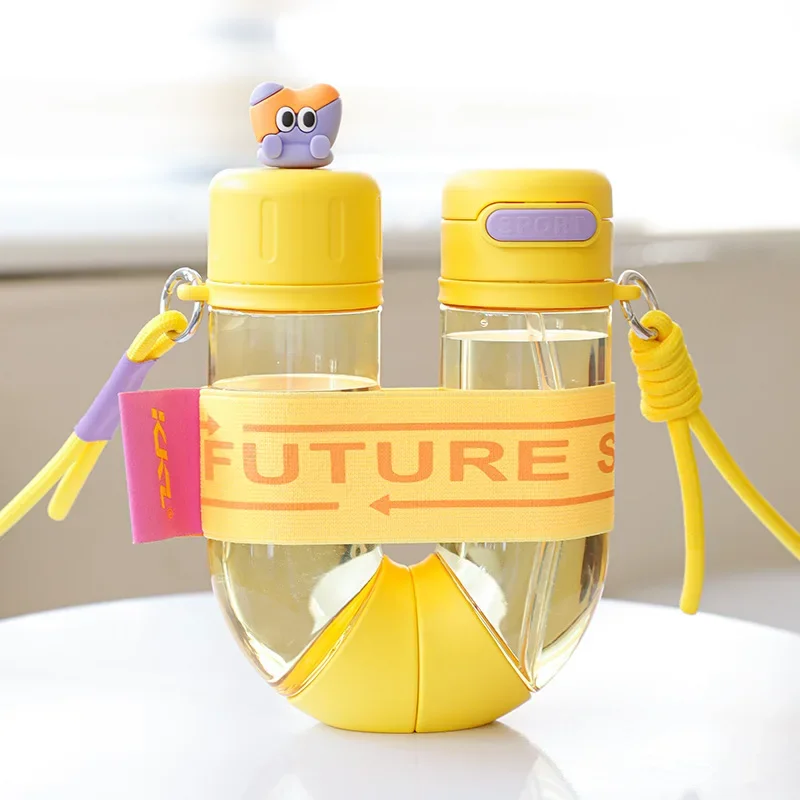 

Double Warehouse Water Cup Creative Niche Design Sense Summer Cute Drink Cup Detachable Portable Student Tritan Water Bottle New