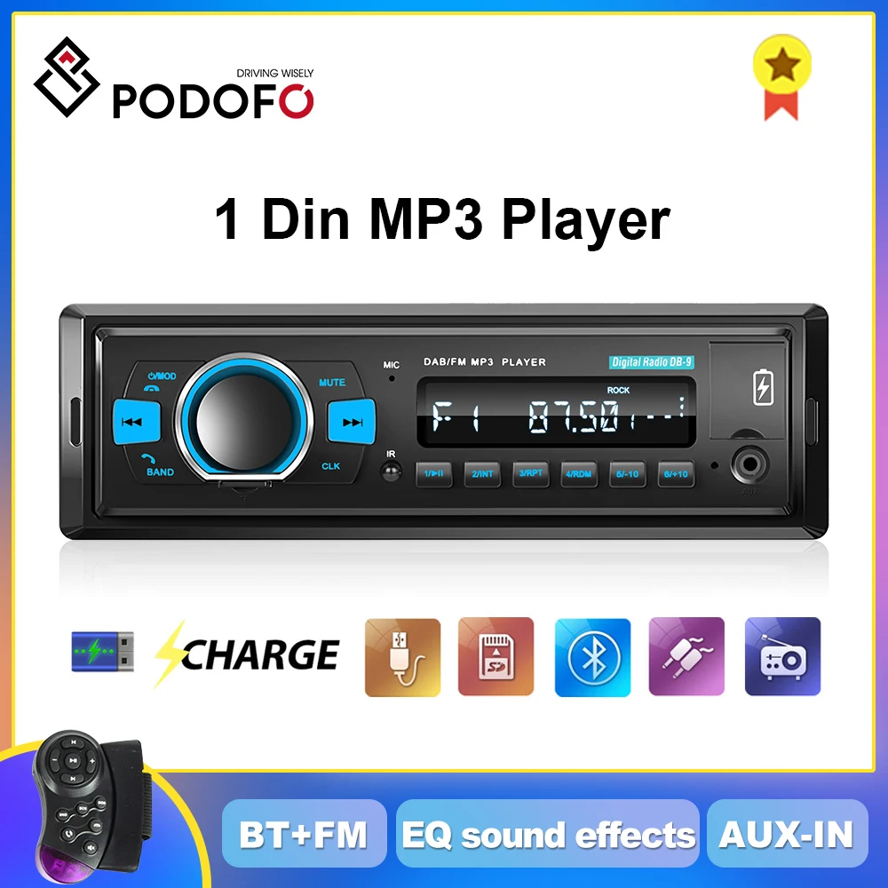 

Podofo 1din DAB MP3 Player Universally Car Radio Stereo Receiver BT Hand-free FM Multimedia Player Head Unit For Nissan Honda