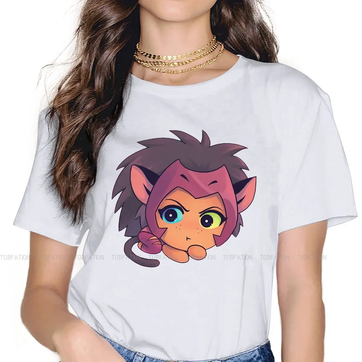 Catra Chibi TShirt For Girls She-Ra And The Princesses Of Power Tees Fashion Lady T Shirt 5XL Soft Printed Loose