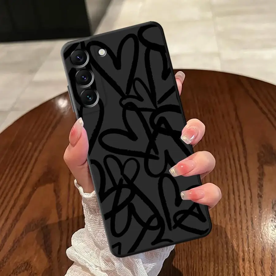 Creative Love Heart Black Soft Phone Cover Case for Samsung Galaxy A20 A13 A10 A12 A04 A70 A40 A16 A50 A30 A15 A06 A05 A17
