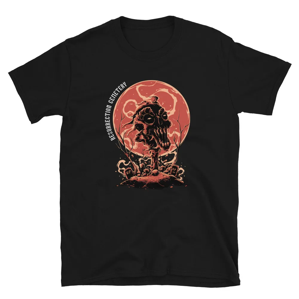 Resurrection Cemetery Zombie T-Shirt Men Women Gothic Horror Spooky Graphic Cotton Short Sleeve Streetwear Unisex Tee