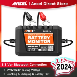 ANCEL BM300 Pro Batterijtester 6V 12V 24V Batterijmonitor - Bluetooth voor auto SOH SOC Batterijgezondheidsanalysator PK BM200 PRO