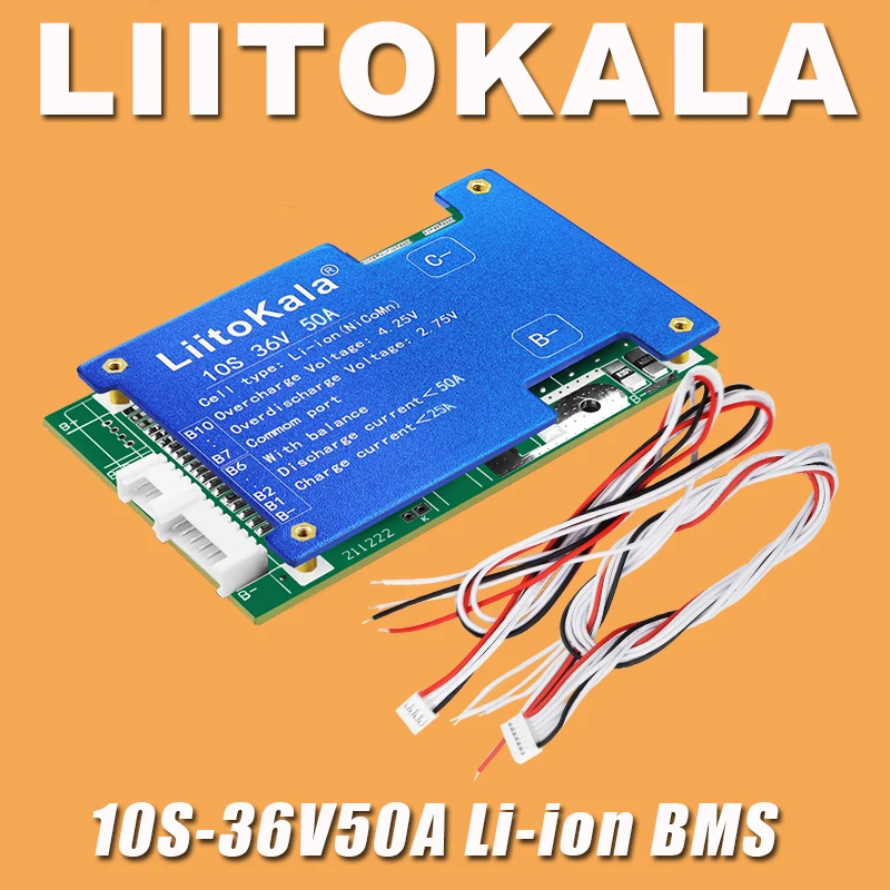 1-10PCS LiitoKala 10S-36V50A-BMS 18650/21700 Lithium Battery Balanced Protection Board Li-ion Cell Balancer for Electric Car