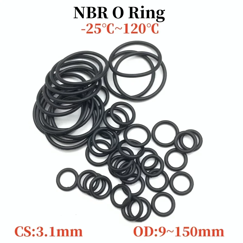 Rubber O Ring NBR O-Ring Seal Gasket Thickness 3.1 Nitrile Rubber Bands High Pressure Oil Resistance Washer Sealing ORing