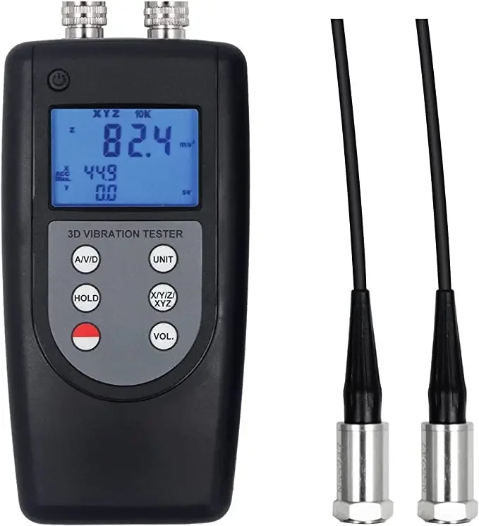 VM-6380-2 Vibration Meter 2Ch Vibrometer Velocity Meter with 2 Piezoelectric Transducers LANDTEK