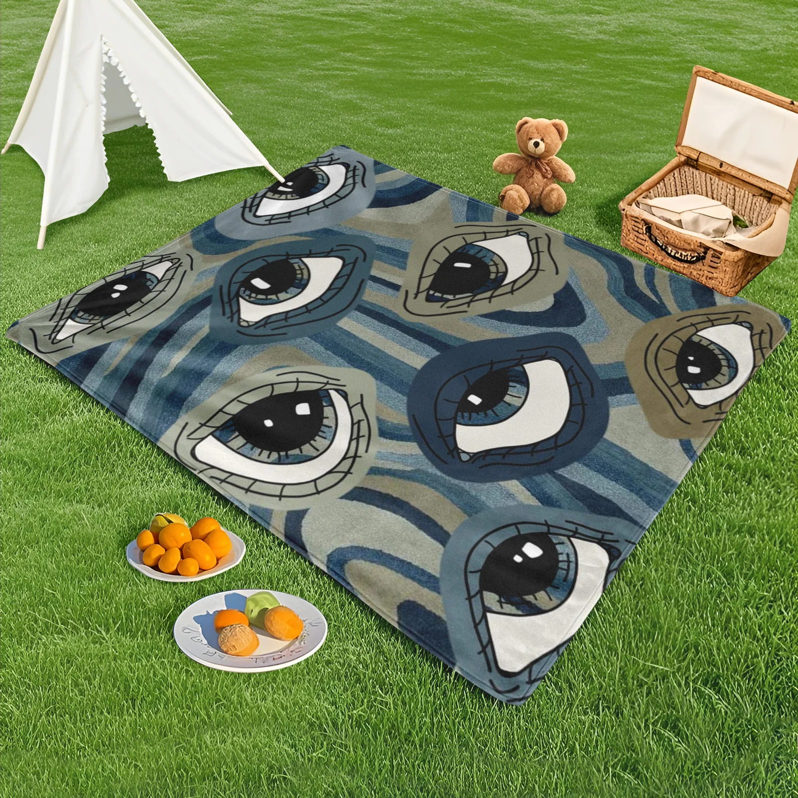 

Multi Eye Abstract Blanket For Outdoor Use And Unique Personalized Design For Friends Gathering