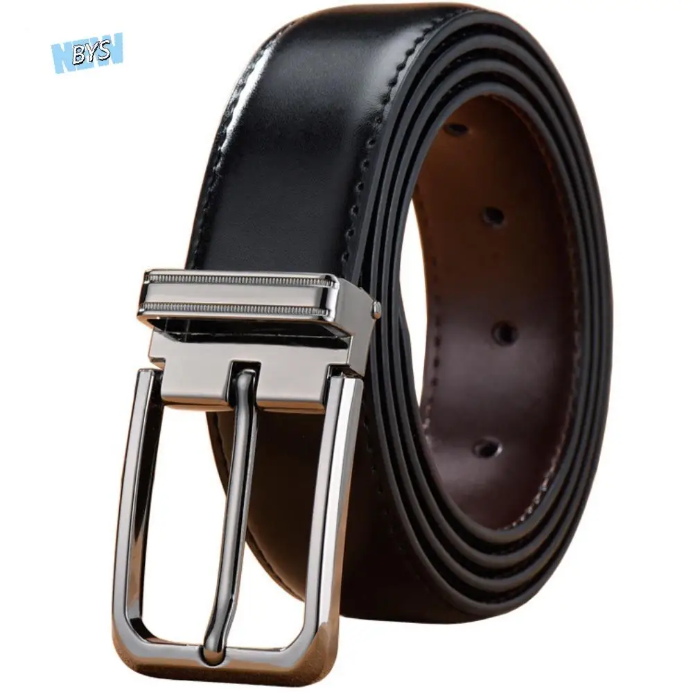 

Versatile Double Sided Men Leather Belt Retro Brown Black Pin Buckle Belt Luxury Fashion Designer Belt Jeans