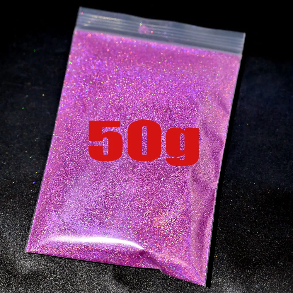 50g/Bag Holographic Silver Nail Glitter Powder 24-Color Laser Shiny Fine Nail Powder 0.2mm DIY Glitter Manicure Powder &*&