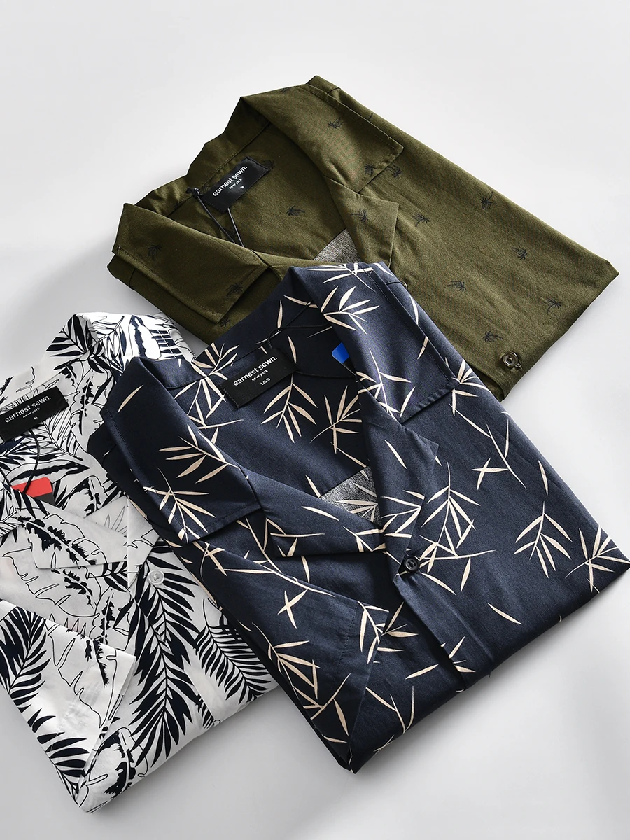 

High-End Cotton Linen Men's Short Sleeve Shirt Breathable Moisture Wicking Casual Cuban Collar Print Summer Fashionable Clothing