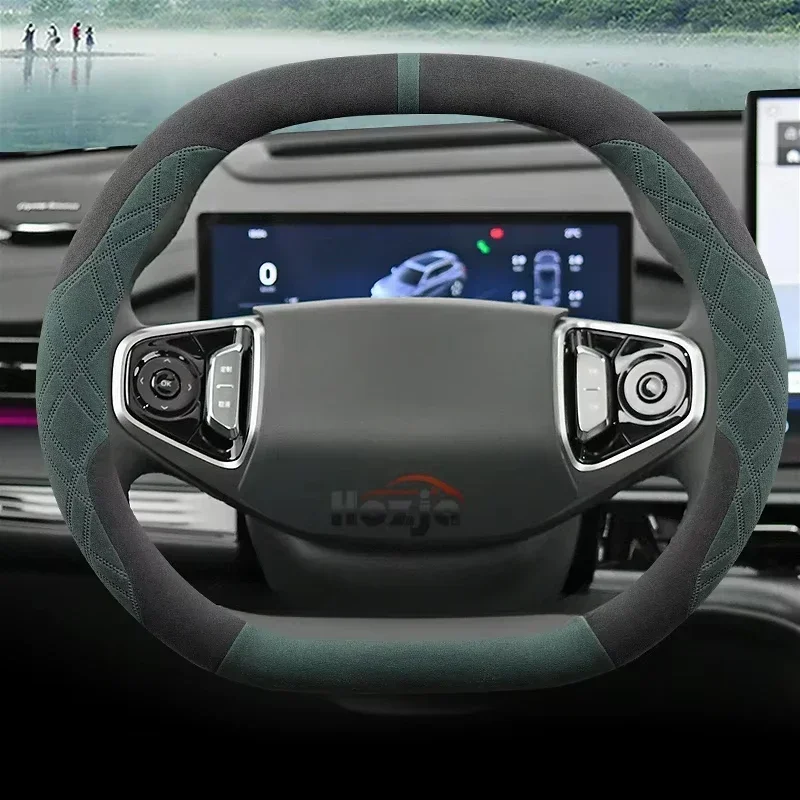 Suede Leather Car Steering Wheel Cover for Ssangyong Torres 2022 2023 2024 2025 2Non-slip Car-styling Auto Accessories