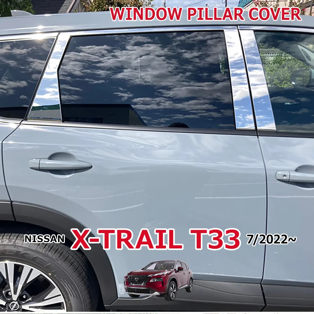 

Car Window Pillar Cover Garnish For NISSAN X-TRAIL T33 X TRAIL 2022 Stainless Steel Chrome Protecter Car Styling Accessorie