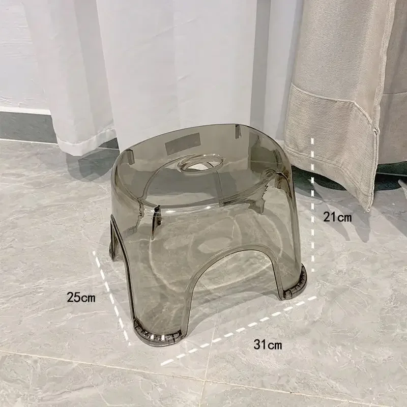 Mini Acrylic Bathroom Stool Shoe Changing Stool Household Transparent Seat for Living Room