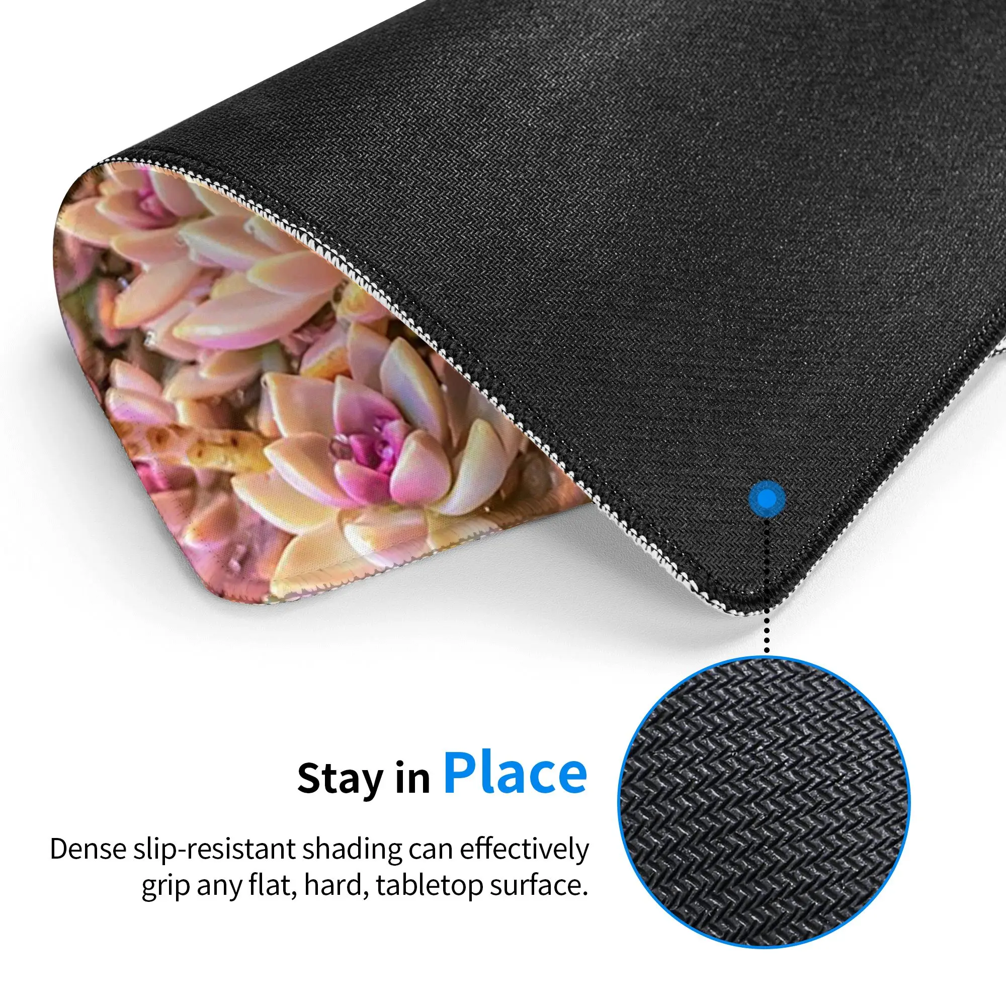Blooming Succulent Plant Garden Mouse Pad Computer Keyboard Mouse Mat Gaming PC Laptop Desk Mat Office Accessories Table Mats