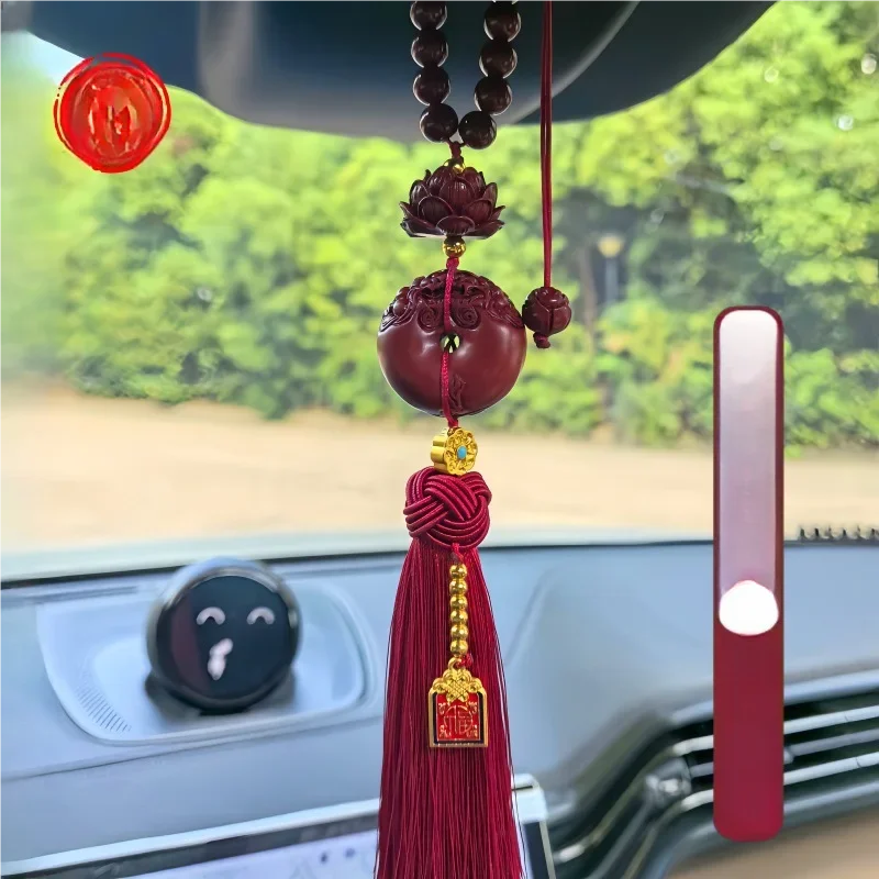 Car pendant, cinnabar, safe lotus, high-end car hanging, car rearview mirror, car interior decoration, men's hanging decoration