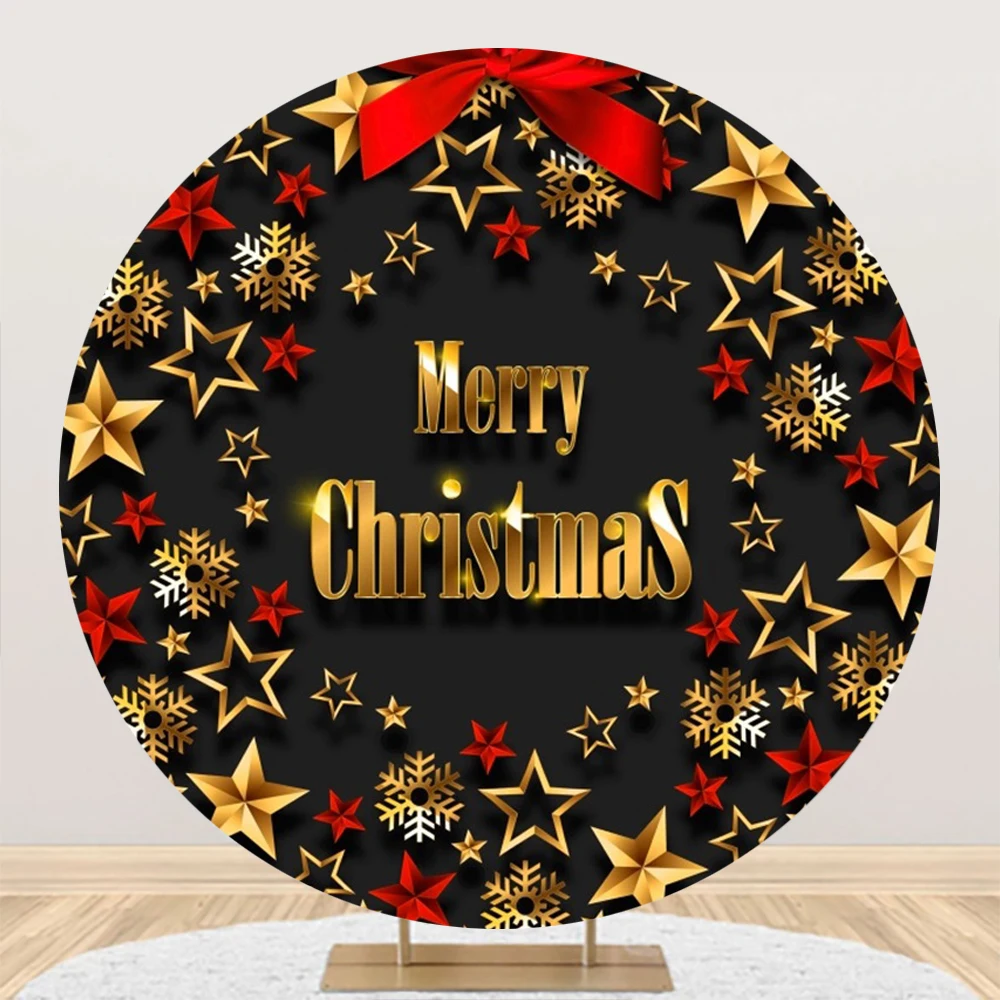 2023 Merry Christmas Round Backdrops For Photography Bells Gifts Baby Family Party Circle Background Photographic Photocall Prop