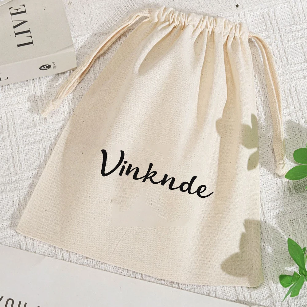 

﻿ Многоразовая хлопковая холщовая сумка для хранения с логотипом и лентой, подарочная упаковка для вечеринки, домашняя организация, пылезащитные мешки