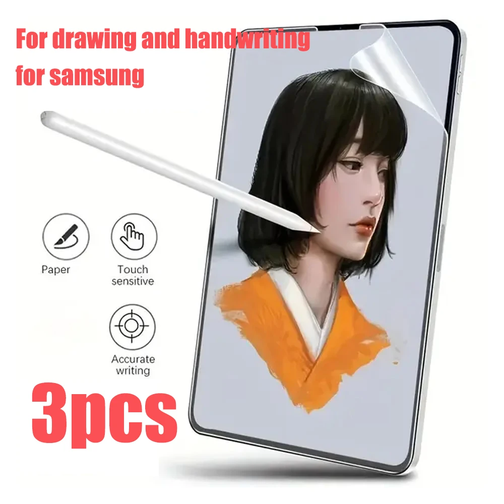 Paper Feel Screen Protector 3Pcs for Samsung Galaxy Tab S9 FE+ S8+ S7+ S10+ S9 S8 S7 S6 Lite A9 Tracing Film No Glass Writing