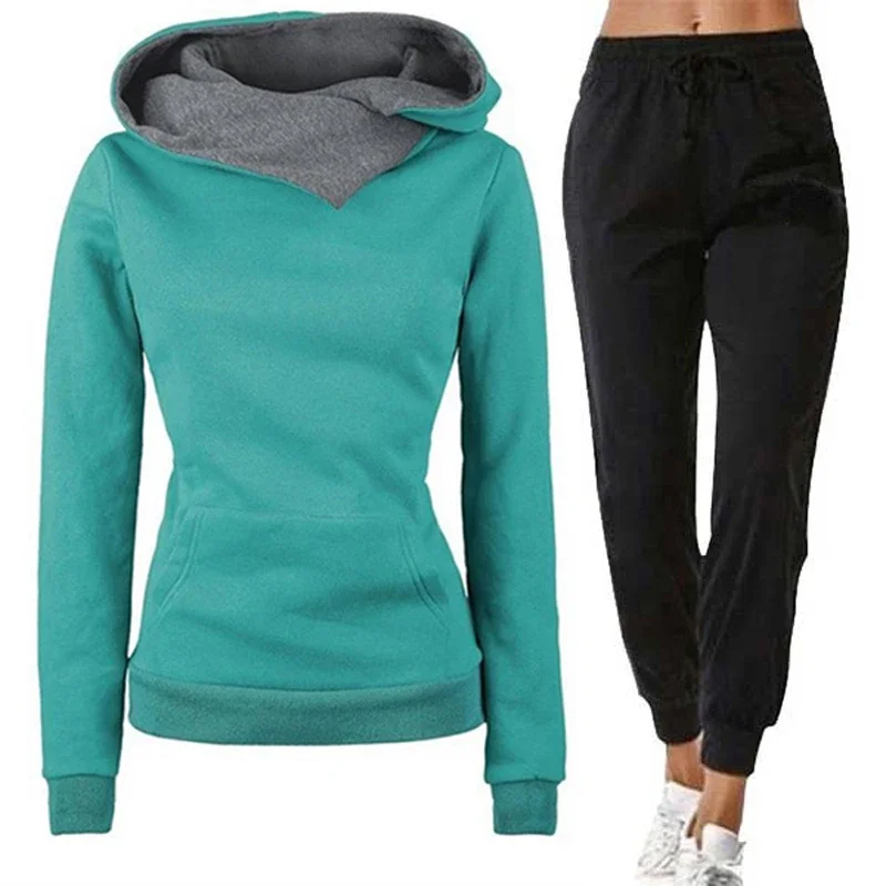 2026 Women's Tracksuit Irregular Collar Long Sleeves Sweatshirt Outdoors Casual Sports Clothes Autumn Winter Single Hoodie Pants