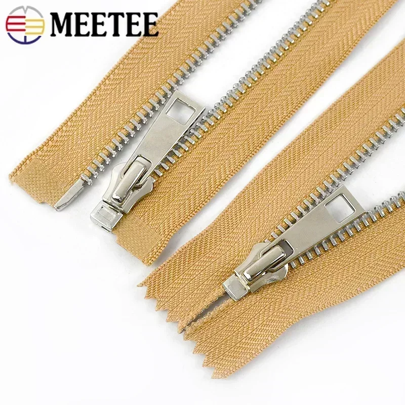 2/5Pcs Meetee 5# Metal Zipper for Sewing 15-30cm Close-End 40-80cm Open-End Zippers Bag Clothes Decor Zip Repair DIY Accessories