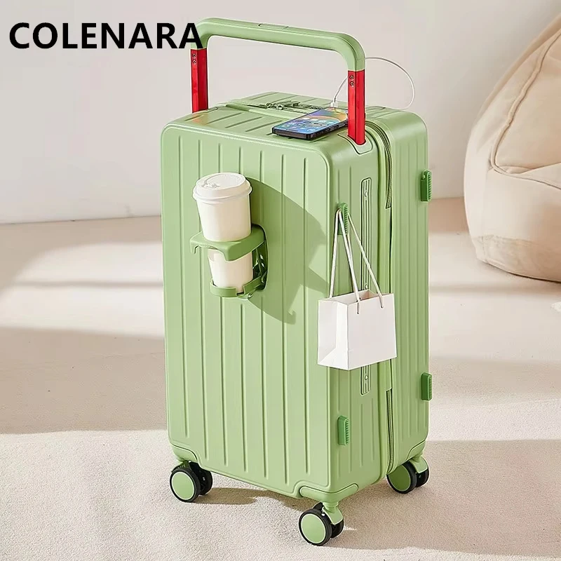 

COLENARA USB Charging Suitcase Multifunctional PC Boarding Box 20"24"26"28 Inch Trolley Case with Wheels Rolling Luggage